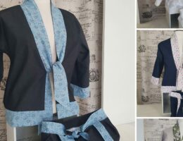 Veste kimono nouée réversible femme et sac