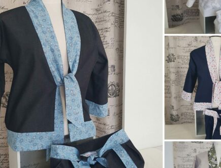 Veste kimono nouée réversible femme et sac